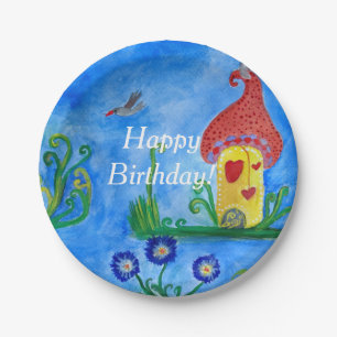 Whimsical onderliggende illustratie aangepaste pap papieren bordje