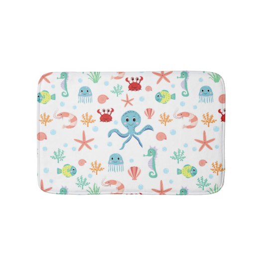 Whimsical onderwater zeedieren badmat (Voorkant)