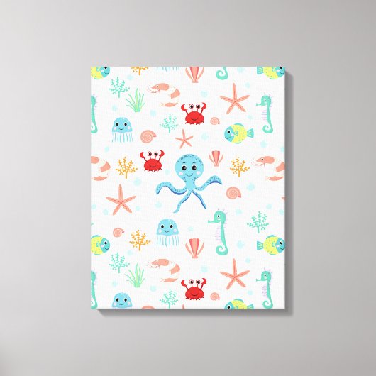 Whimsical onderwater zeedieren canvas afdruk (Voorkant)