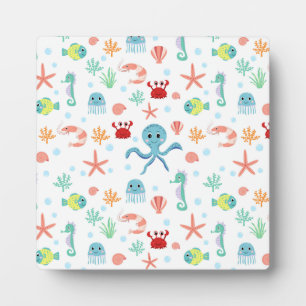 Whimsical onderwater zeedieren fotoplaat