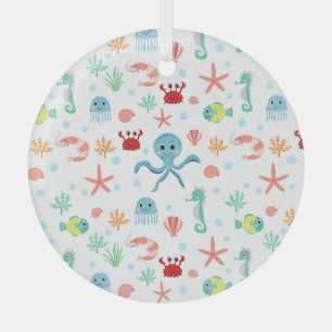Whimsical Onderwater Zeedieren Glas Ornament