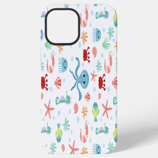 Whimsical onderwater zeedieren iPhone hoesje (Achterkant)