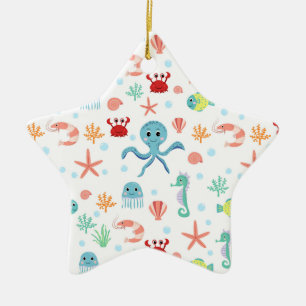 Whimsical Onderwater Zeedieren Keramisch Ornament