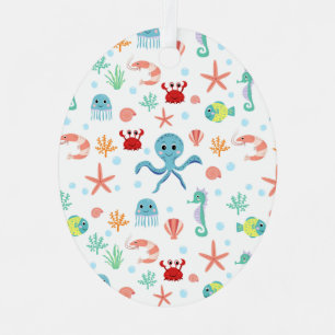 Whimsical onderwater zeedieren metalen ornament