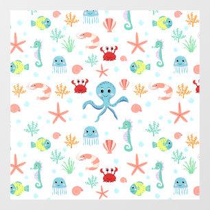 Whimsical onderwater zeedieren raamsticker