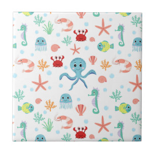 Whimsical onderwater zeedieren tegeltje