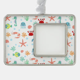 Whimsical Onderwater Zeedieren Verzilverd Omlijst Ornament