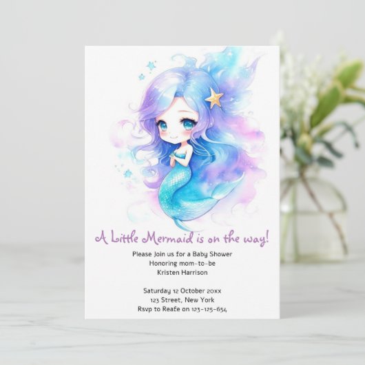 Whimsical Onderwater Zeemeermin Baby shower Kaart (Staand voorkant)