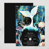 Whimsical Onderwater Zeemeermin Verjaardag Kaart (Voorkant / Achterkant)