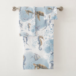 Whimsical Onderwaterwereld – Zeewezens Patroon Bad Handdoek
