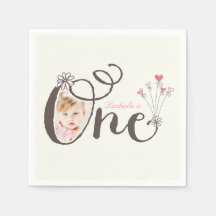 Whimsical One Pink Baby Girl 1 ste verjaardag Foto