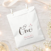 Whimsical One Pink Hearts Girl 1e verjaardag Bedankzakje (Geknipt)