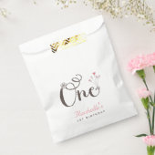 Whimsical One Pink Hearts Girl 1e verjaardag Bedankzakje (Gezegeld)