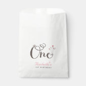 Whimsical One Pink Hearts Girl 1e verjaardag Bedankzakje (Voorkant)