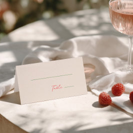 Whimsical Ongewone Handgeschreven Groen Roze Plaatskaartje
