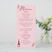 Whimsical Ongewone Kronkels Roze Bruiloft Menu (Staand voorkant)
