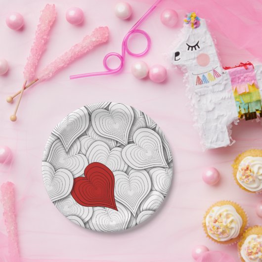 Whimsical Onion Hearts Illustratie Papieren Bordje (Feest)