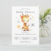 Whimsical Online Giraffe Baby shower Kaart (Staand voorkant)