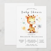 Whimsical Online Giraffe Baby shower Kaart (Voorkant / Achterkant)
