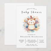 Whimsical Online Owl Baby shower Kaart (Voorkant / Achterkant)