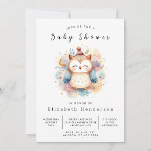 Whimsical Online Owl Baby shower Kaart