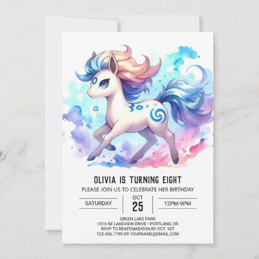Whimsical Online Paard Verjaardag Kaart (Voorkant)