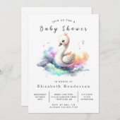 Whimsical Online Swan Baby shower Kaart (Voorkant / Achterkant)