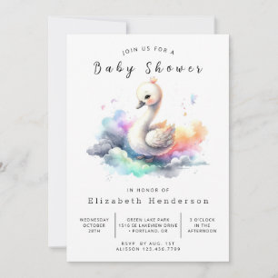 Whimsical Online Swan Baby shower Kaart