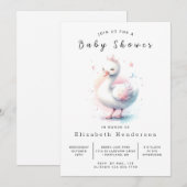 Whimsical Online Swan Baby shower Kaart (Voorkant / Achterkant)