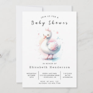 Whimsical Online Swan Baby shower Kaart