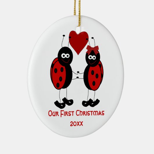 Whimsical ons eerste kerstfeest keramisch ornament (Rechts)