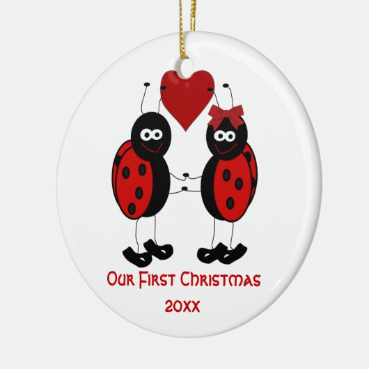 Whimsical ons eerste kerstfeest keramisch ornament (Links)