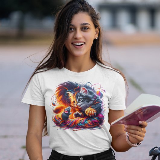 Whimsical Ontmoeting: Kitten en Muis T-shirt