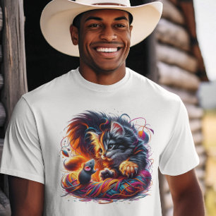 Whimsical Ontmoeting: Kitten en Muis T-shirt