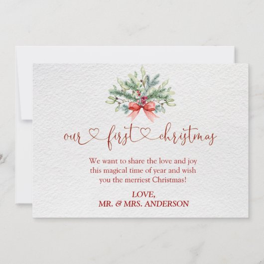 Whimsical onze 1e kerst als mijnheer & mevrouw scr kaart (Achterkant)