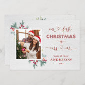 Whimsical onze 1e kerst als mijnheer & mevrouw scr kaart (Voorkant / Achterkant)