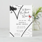 Whimsical op Cloud Wijn Handgetrokken Vrijgezellen Kaart (Staand voorkant)