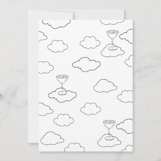 Whimsical op Cloud Wijn Handgetrokken Vrijgezellen Kaart (Achterkant)