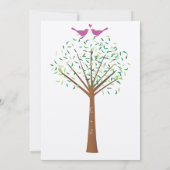 Whimsical Oranje and Fuchsia Love Bird Tree Invite Kaart (Achterkant)