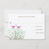 Whimsical Oranje and Fuchsia Love Bird Tree RSVP (Voorkant)