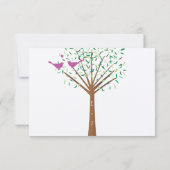 Whimsical Oranje and Fuchsia Love Bird Tree RSVP (Achterkant)
