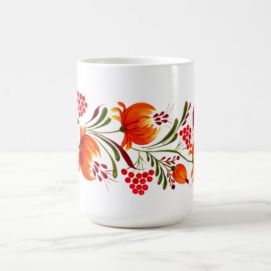 Whimsical oranje bloemen mok (Center)