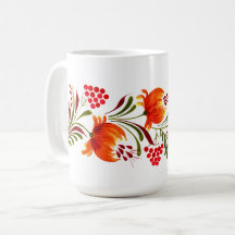 Whimsical oranje bloemen mok