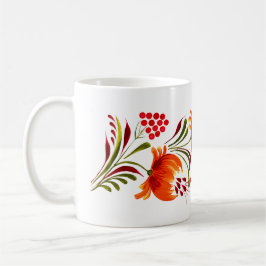 Whimsical oranje bloemen mok
