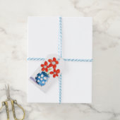 Whimsical Oranje Flowers in Blue Vase Cadeaulabel (Met Touw)