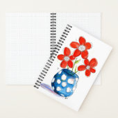 Whimsical Oranje Flowers in Blue Vase Notitieboek (Binnen)