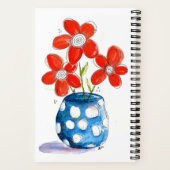 Whimsical Oranje Flowers in Blue Vase Notitieboek (Achterkant)