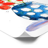 Whimsical Oranje Flowers in Blue Vase Poster (Hoek)