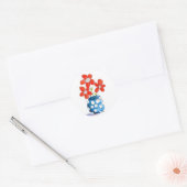 Whimsical Oranje Flowers in Blue Vase Ronde Sticker (Envelop)
