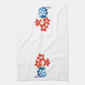 Whimsical Oranje Flowers in Blue Vase Theedoek (Verticaal)